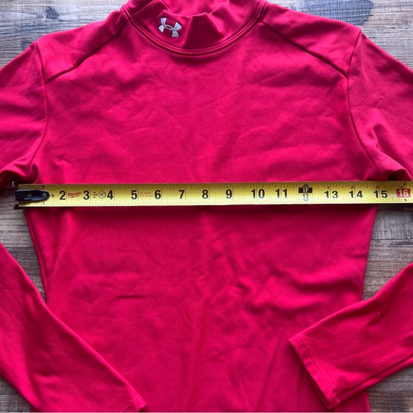 Under Armour Youth Coldgear Fitted Long Sleeve Red Mock Neck Poly Shirt Size Md - Picture 3 of 7